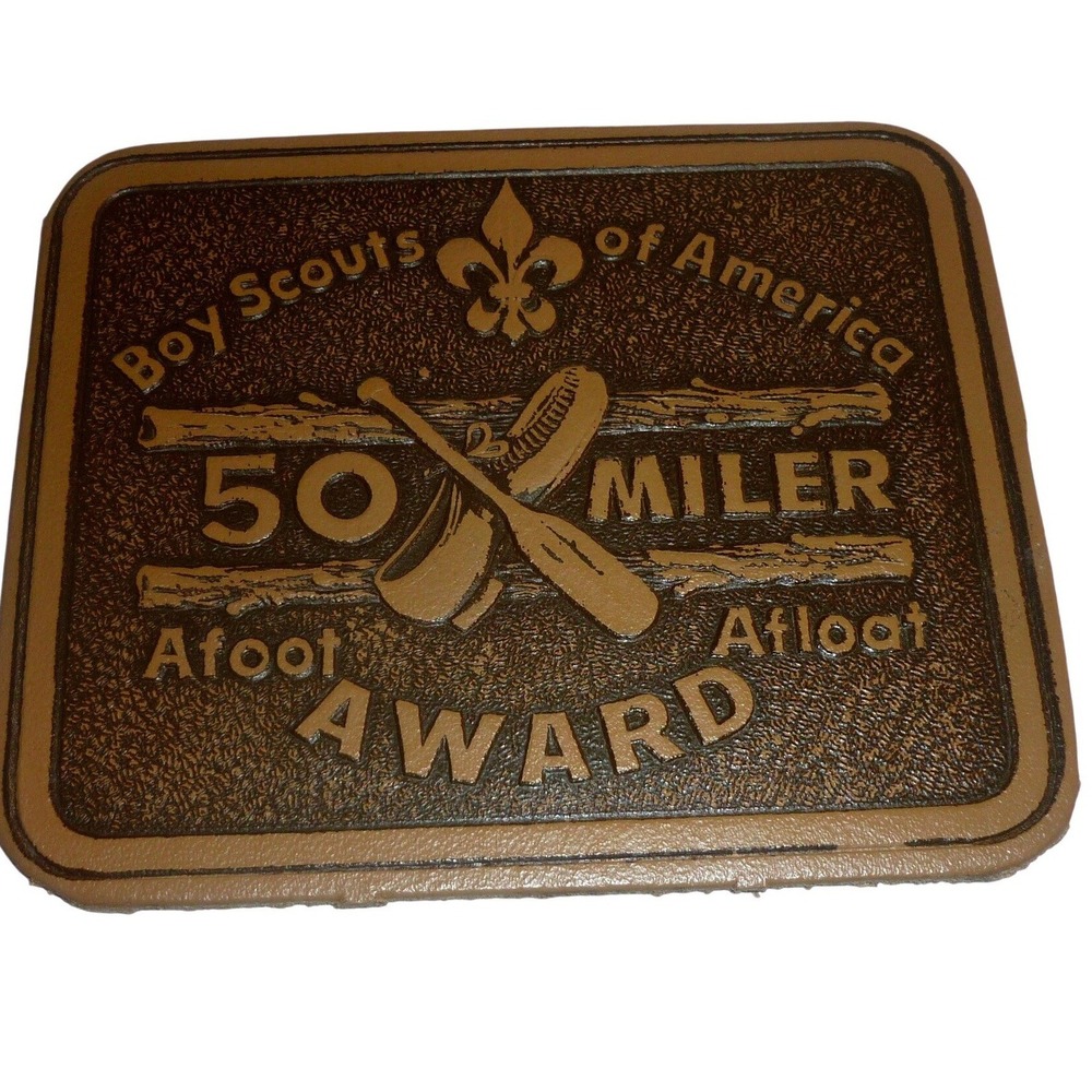 Vintage Boy Scouts of America 50 Miler Award Leather Patch BSA Afoot Afloat